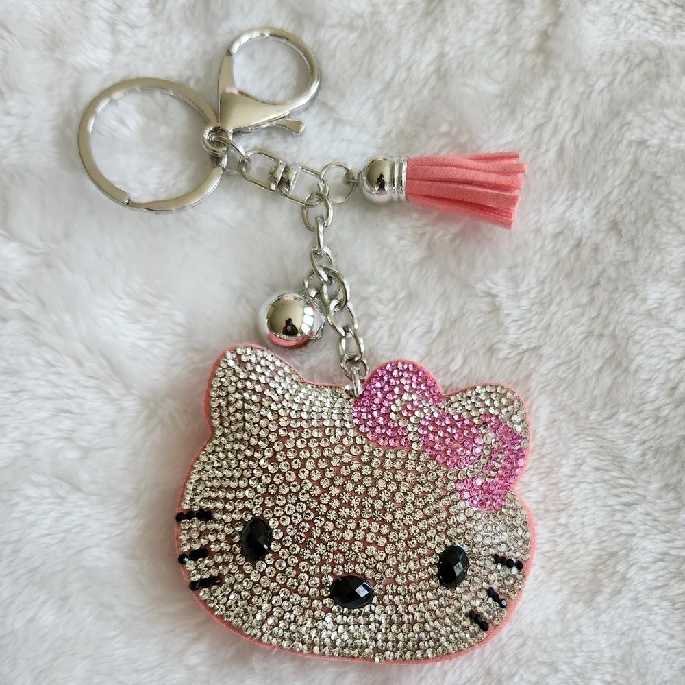 Hello Kitty Sparkling Rhinestone Keychain with Pink Accents - Picture 2 of 3